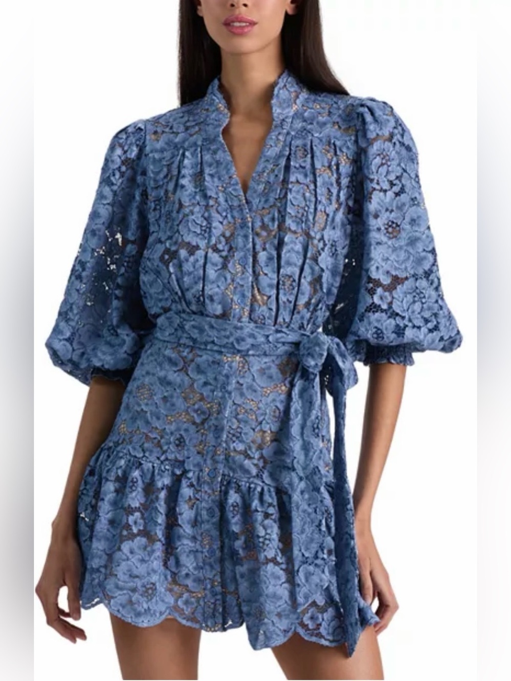 Alice + Olivia Cora Voluminous Tiered Dress in Indigo